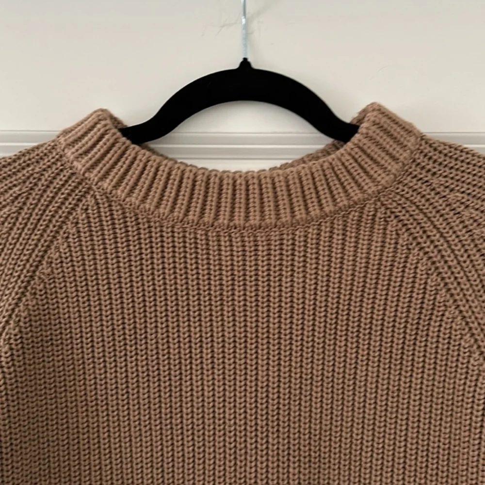 Jenni Kayne Oversized Cotton Fisherman Sweater Beachwood Tan Brown XXS/XS EUC! - Picture 8 of 9